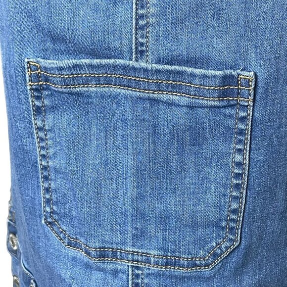 Womens Denim Overall Dress Repreve 16 Plus Adjustable Straps Pocketed u Sustaina - Picture 4 of 13